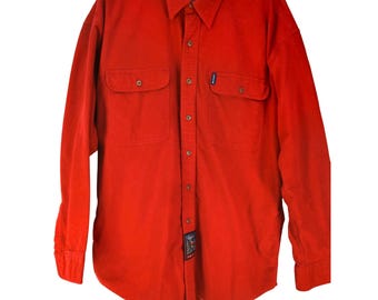 Chaps Ralph Lauren rood overhemd met knoopsluiting, maat L, lange mouwen, 100% katoen