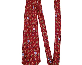 Vintage Olympiade Krawatte Krawatte Lillihammer 94 Seide Rot Logo Fackel '94 Winterspiele