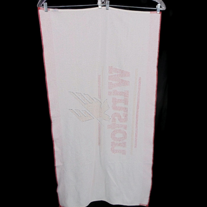 Winston Vintage Red White Beach Towel Logo Southern Terry Inc Made USA Cotton