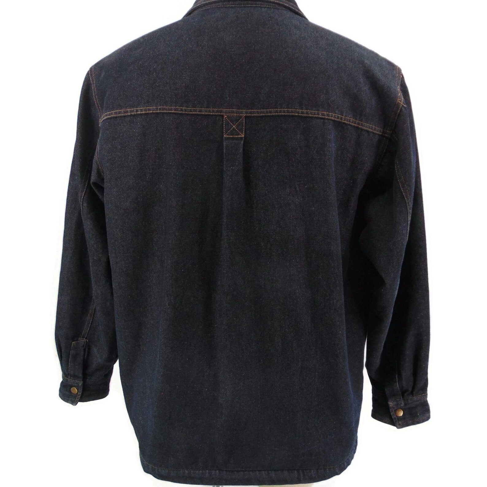 Duke Haband Vintage Denim Jacket L 90s Blue Plaid Fleece Lined Etsy