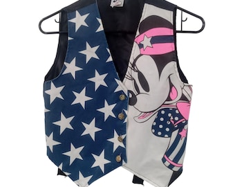 Vintage Walt Disney STJ Kinderweste Größe 10 Sterne Streifen Minnie Mickey Vaterländisch