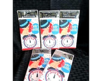 Inviti di Capodanno Gibson Greeting Vintage, nuovi, sigillati, lotto di 5 confezioni