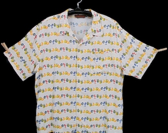 Oxford Fulham Rayon Tropical Shirt XL Vintage 90s Fruit Cocktails May Dept Store