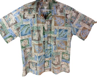 Vintage Mens Cooke Street Honolulu Hawaiian Shirt Size 2XL Leaf Reverse Cotton
