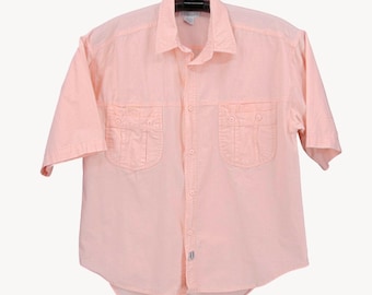 Vintage 80s Mens Weekends in California Pink Shirt L S/S JC Penny Surf Skate