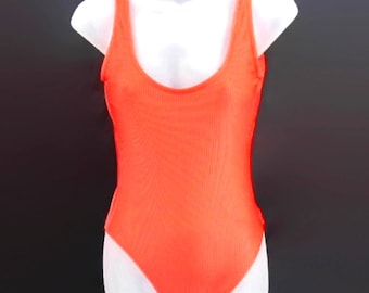 Vintage 80s Paradise Beach Club Red Swimsuit US 10 High Thigh Low Back Mervyns
