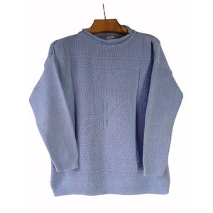 Basic Editions Vintage Light Blue Knit Pullover Sweater Snowflake Size L Cotton