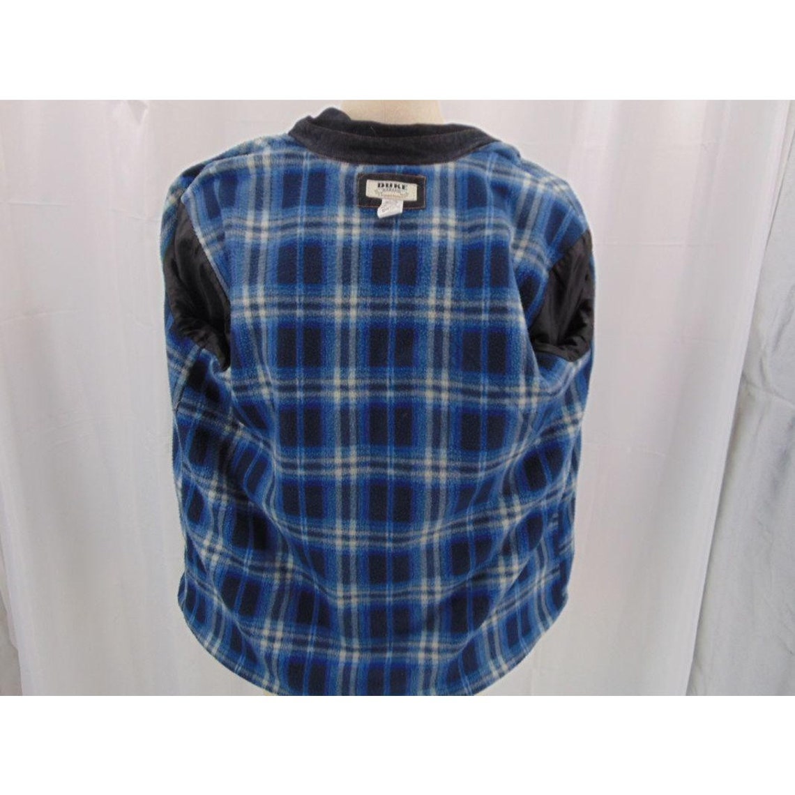 Duke Haband Vintage Denim Jacket L 90s Blue Plaid Fleece Lined | Etsy