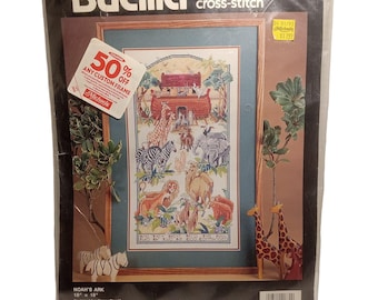 Vintage Bucilla 40632 Counted Cross Stitch Noahs Ark Nancy Rossi Deadstock NOS