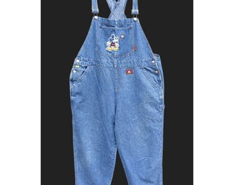 Vintage Mickey Mouse Denim Overalls Disney Store Size XXL Bib Jeans Embroidered