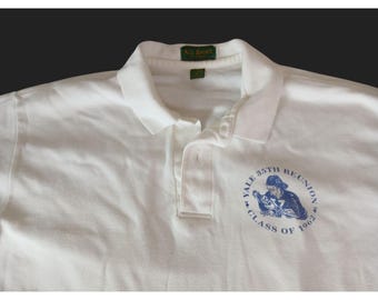 Yale 35th Reunion 1962 White Polo Shirt All Sport 100% Cotton Short Sleeve  L