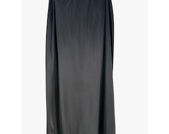 Vintage Black Nylon Half Slip Size L Lace Hem Back Vent Lorraine Office Corpcore