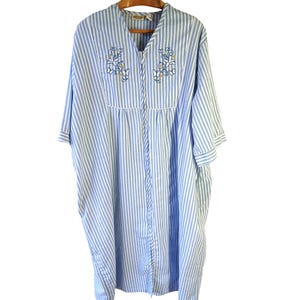 womens blue seersucker dress Blue Stripe Seersucker Maxi Ellie Dress  Womens Flowy Summer Dress