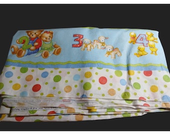 Daisy Kingdom Blue Jean Teddy #2697 Bear Double Border Bears Polka Dot 5 Yd