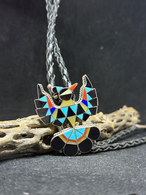 handmade Native American Zuni inlay multicolor / … - image 2