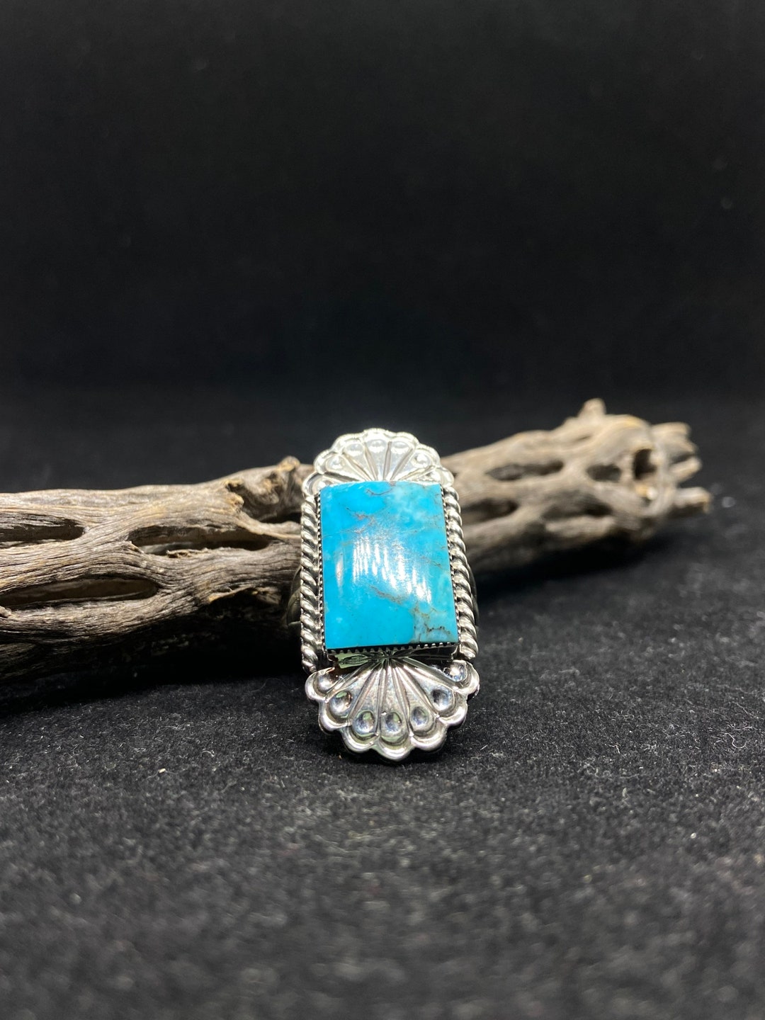 Handmade Native American Navajo Kingman Turquoise Sterling Silver Ring ...