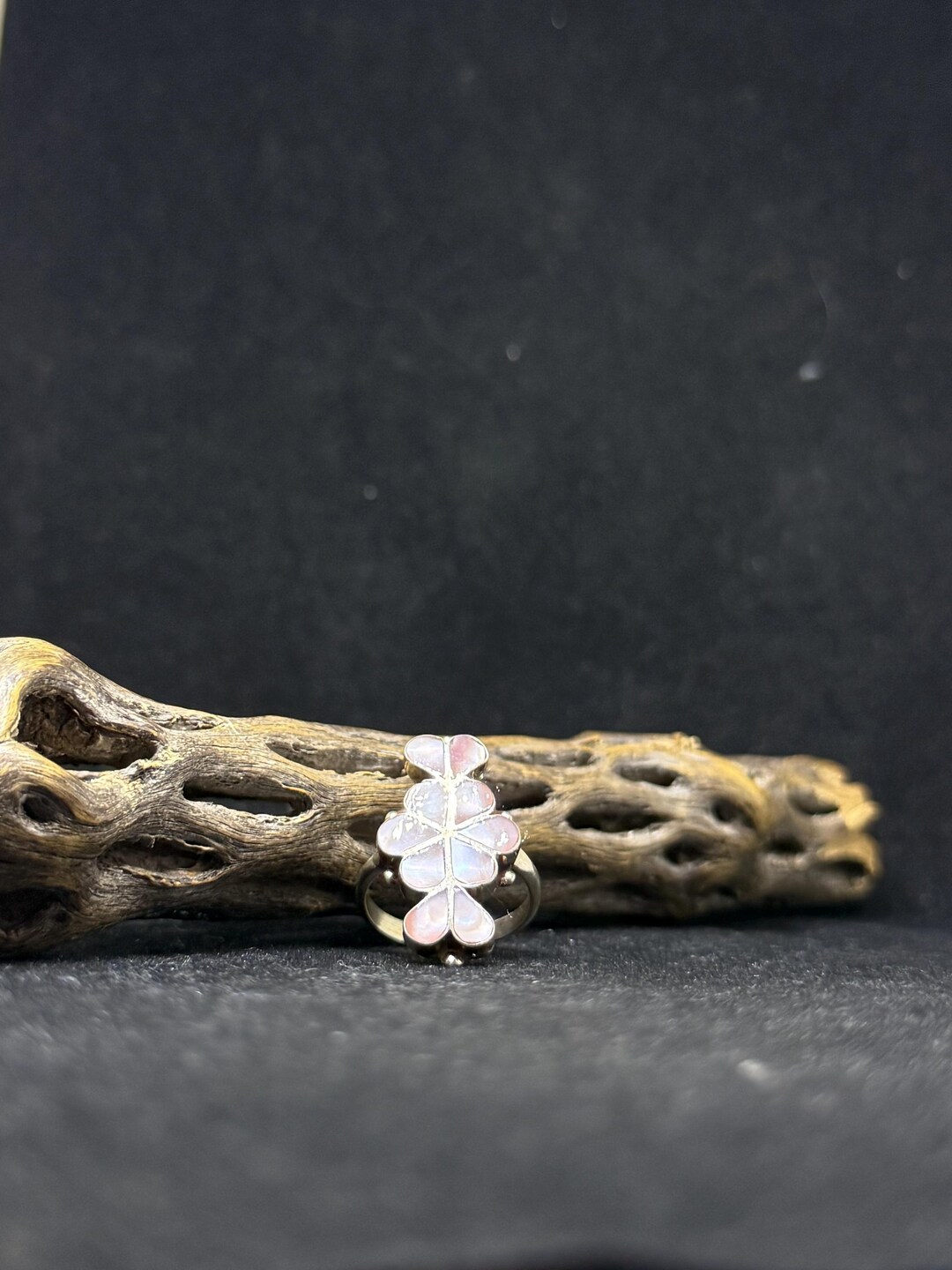 Pink Musselshell Ring Handmade Native American Zuni Inlay Pink Mussel Shell Sterling Silver ...