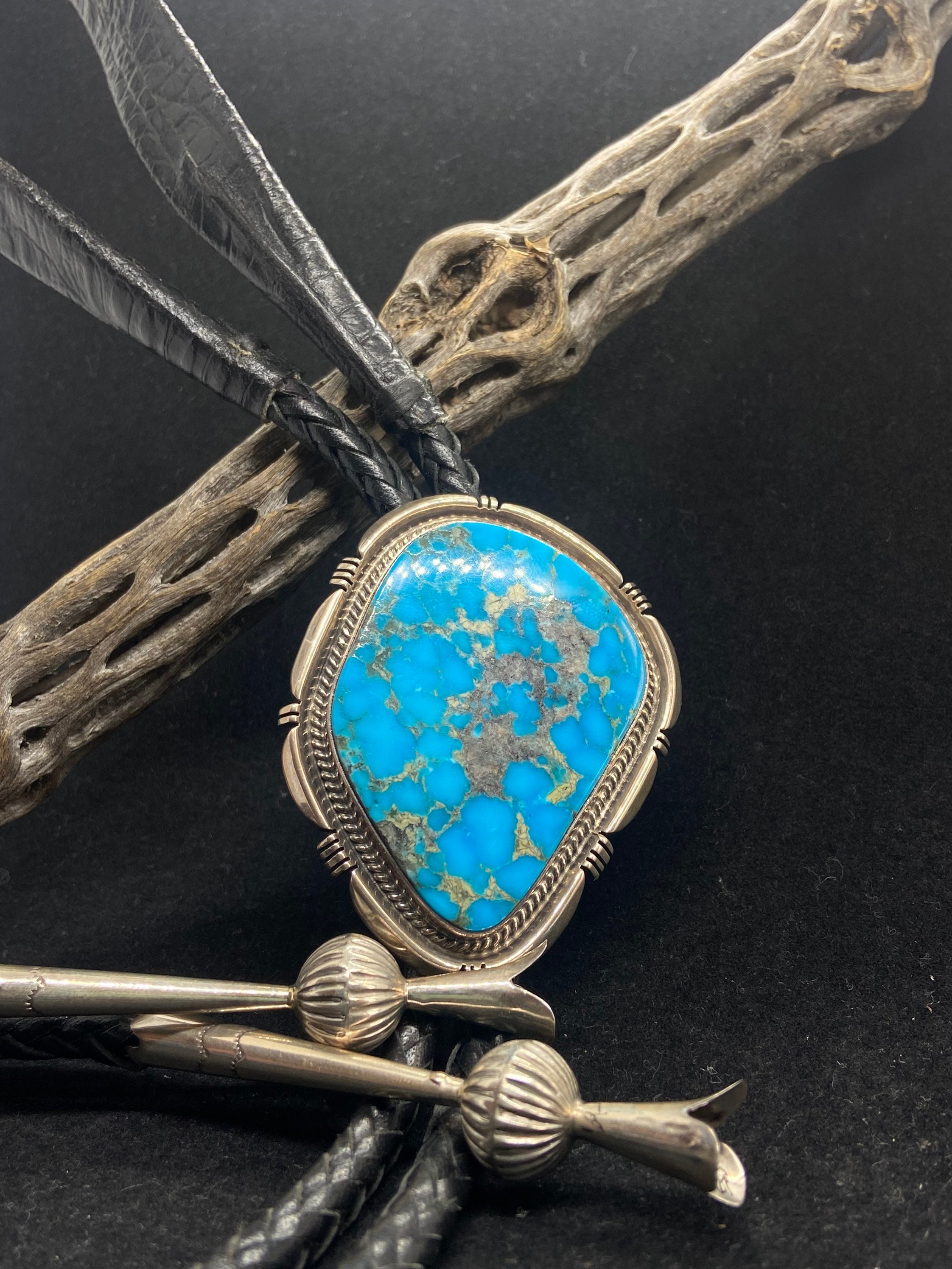 Huge Vintage early Easter Blue Turquoise Bolo Tie Huge Vintage early Easter Blue Turquoise Bolo Tie