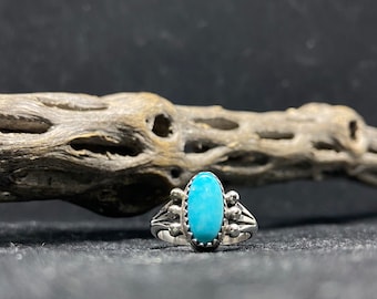 Handmade Native American Navajo sleeping beauty turquoise Sterling Silver Ring Size 6 stamped