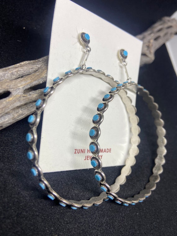 Exquisite Native American Zuni Sleeping Beauty Turquoise Sterling Silver Cross Earrings Exquisite Native American Zuni Sleeping Beauty Turquoise Sterling Silver Cross Earrings
