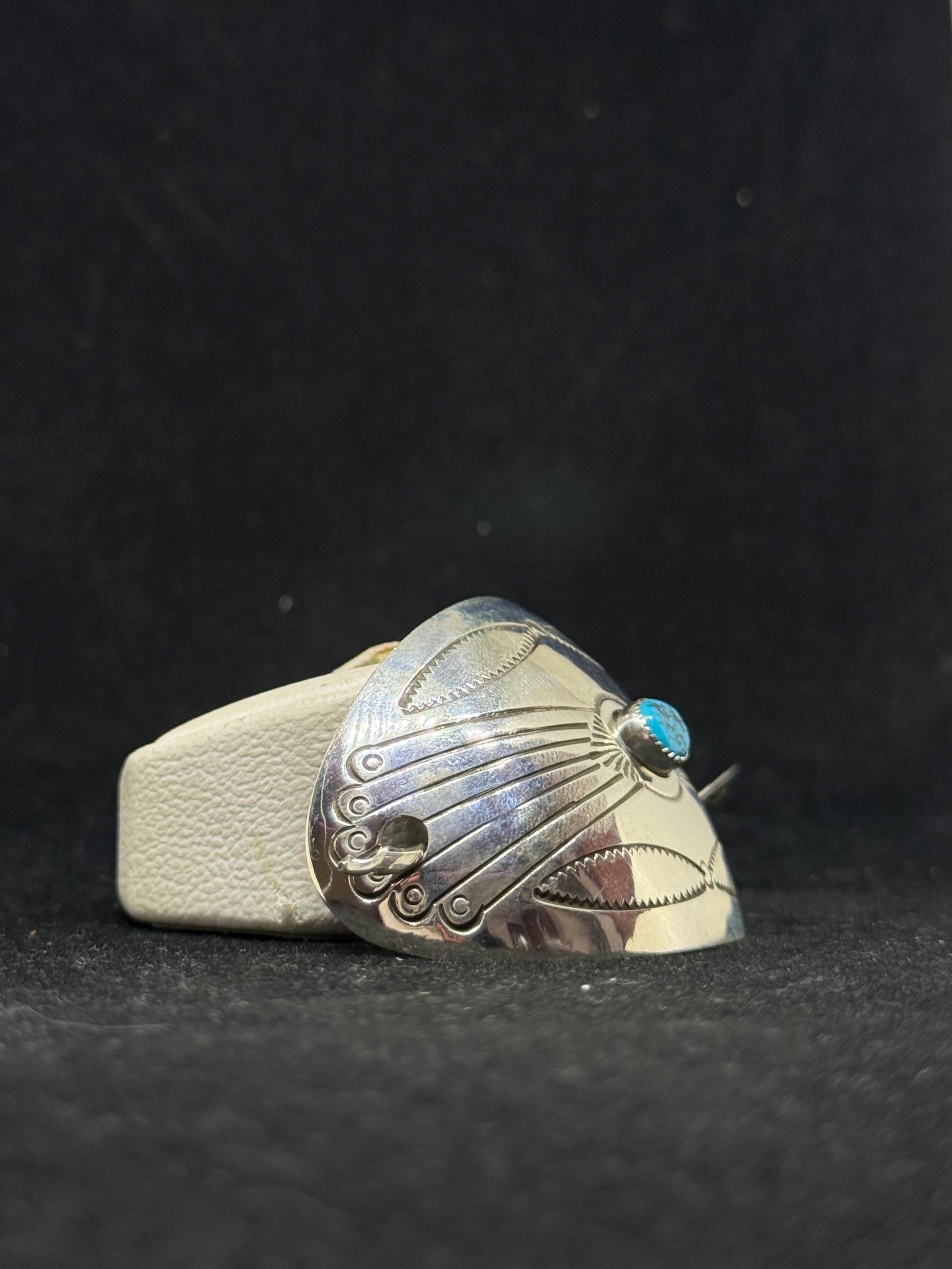Vintage Navajo Native American Handmade Kingman Turquoise Hair Barrette Handmade Native American Navajo King Man Turquoise Sterling  main image 3