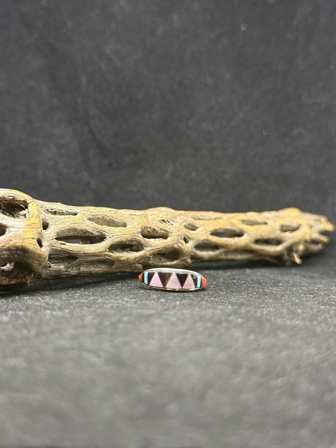 Pink Musselshell Ring Handmade Native American Zuni Inlay Multi-color / Multistone Pink ...