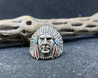 navajo RC half round ring 売り切り価格！ Handmade Native American Navajo Chip Inlay Sleeping Beauty