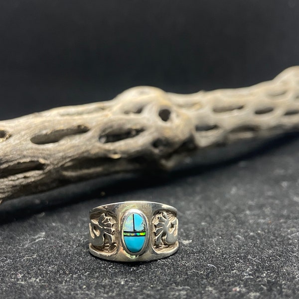Sterling Silver Kokopelli Ring - Native American Turquoise Jewelry