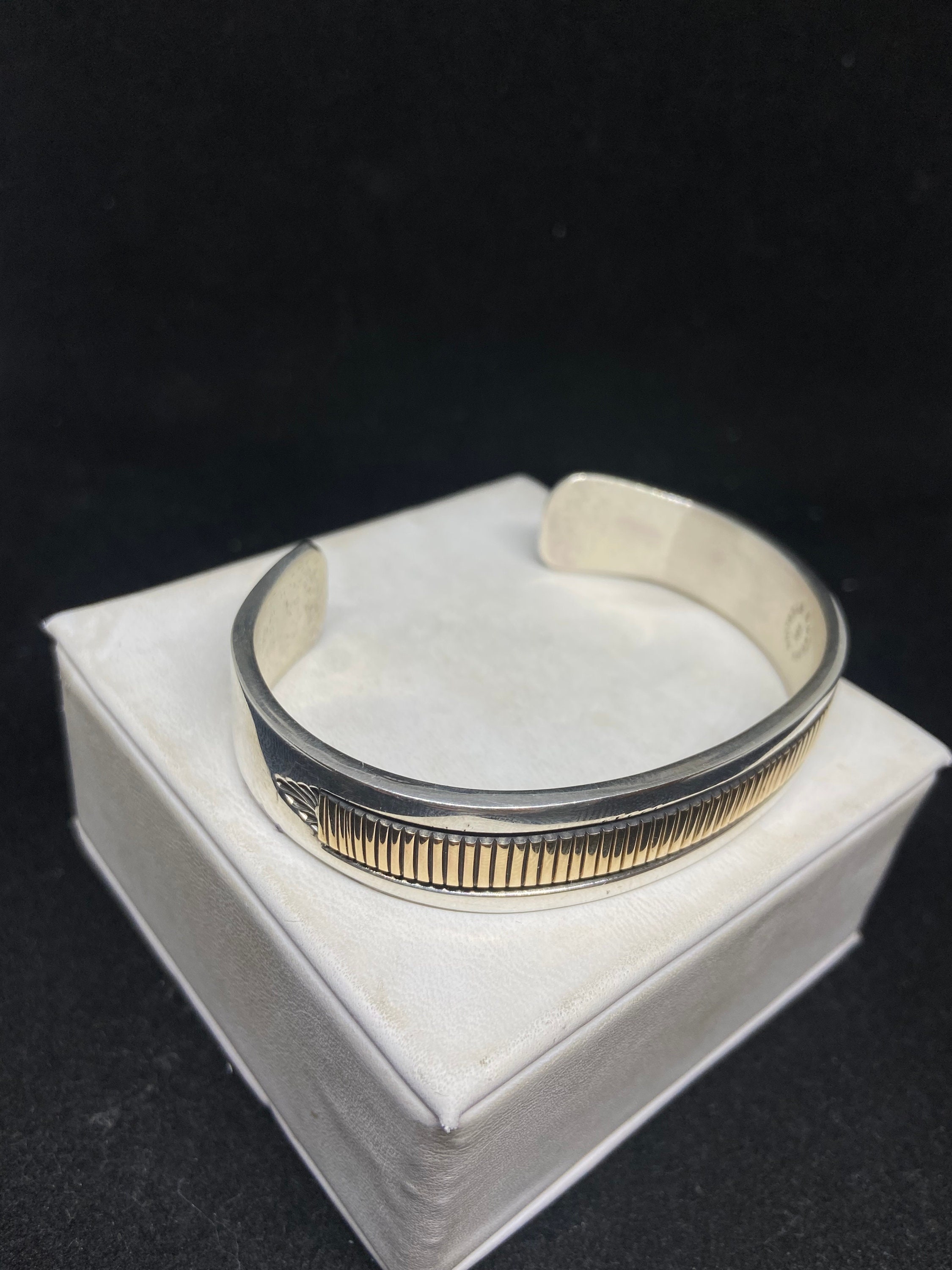 Navajo Bruce Morgan Sterling ツイストバングル Statement Vintage HEAVY Bruce Morgan Navajo 14k Gold