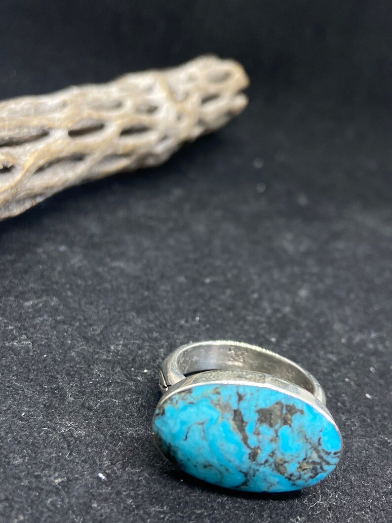Handmade Native American Navajo Kingman Turquoise Sterling Silver Oval ...
