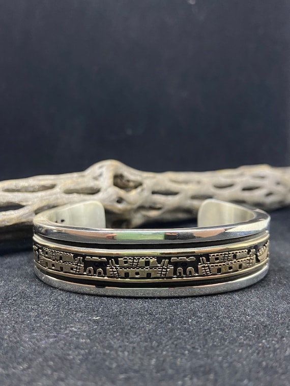 Bruce Morgan Vintage Native American Navajo 14k Gold Sterling Silver Ring Bruce Morgan Vintage Native American Navajo 14k Gold Sterling Silver Ring