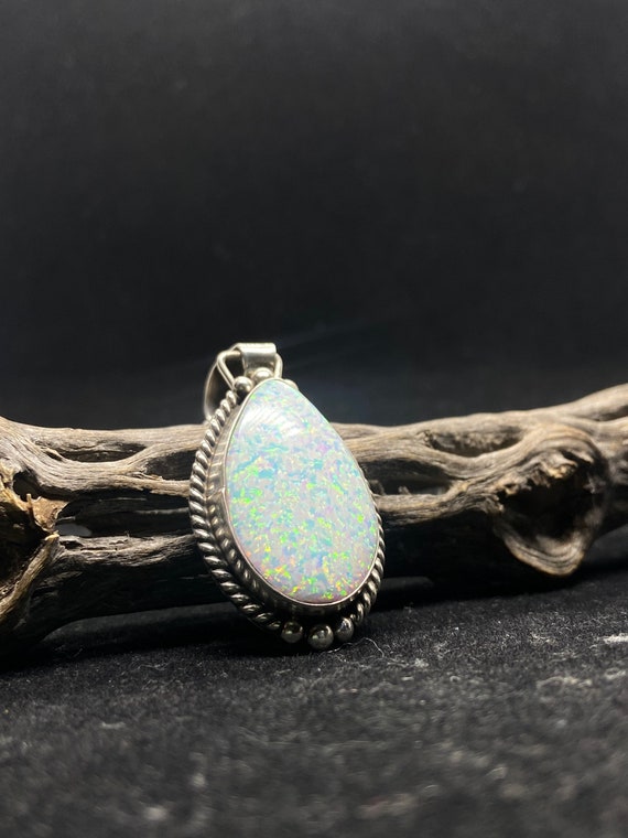 Rare Native American Navajo Royston Turquoise Fire Opal Sterling Silver Necklace Rare Native American Navajo Royston Turquoise Fire Opal Sterling Silver Necklace