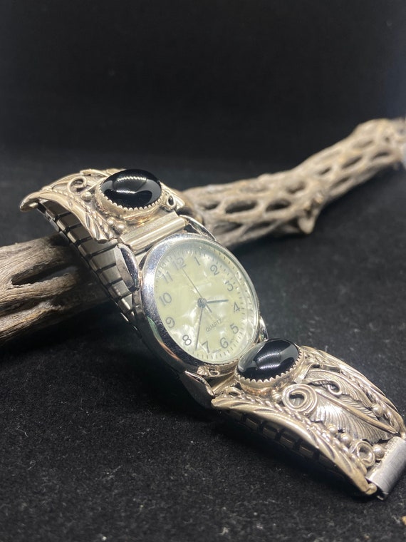 Navajo Quartz Watch with Black Onyx & Sterling Silver / gold Accents Navajo | Accessories | Navajo Quartz Watch With Black Onyx  main image 3
