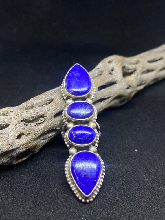 Anna Peterson Vintage Native American Navajo Lapis Sterling Silver Necklace Anna Peterson Vintage Native American Navajo Lapis Sterling Silver Necklace