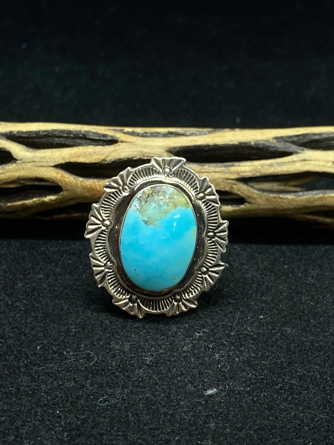 Handmade Native American Navajo Kingman Turquoise Sterling Silver Ring ...