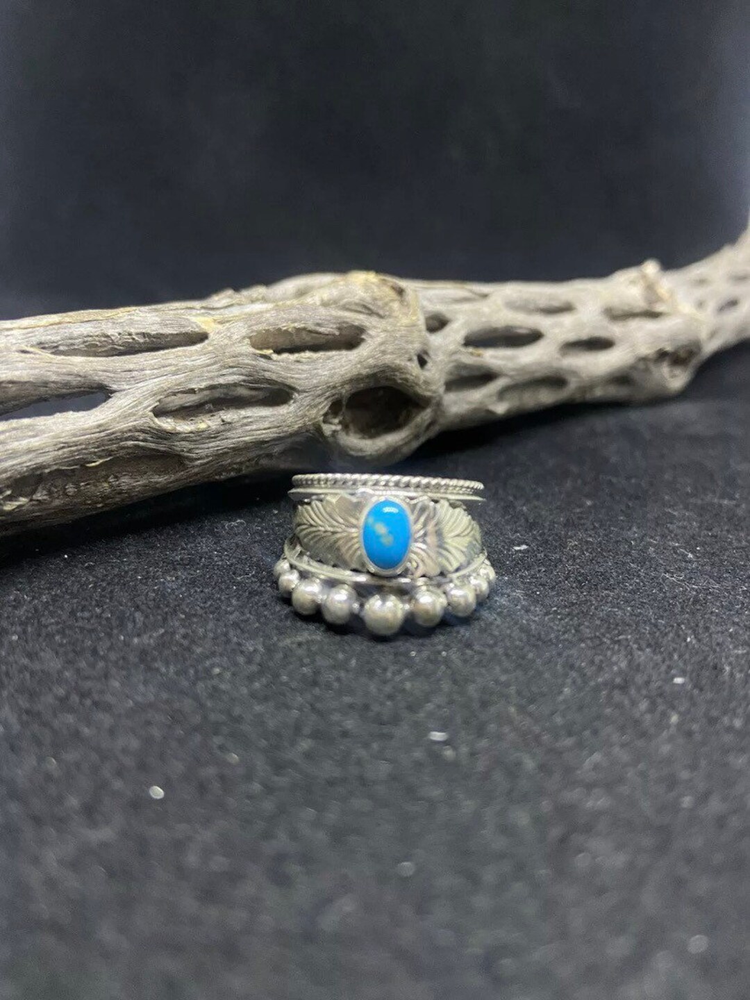 Handmade Native American Navajo Kingman Turquoise Sterling Silver Ring ...