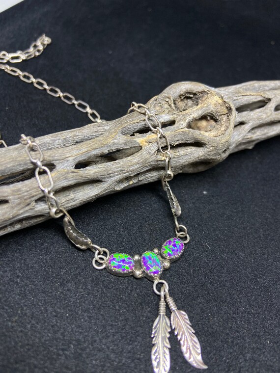 Gorgeous Native American Navajo Synth Opal Sterling Silver Dangle Earrings Gorgeous Native American Navajo Synth Opal Sterling Silver Dangle Earrings