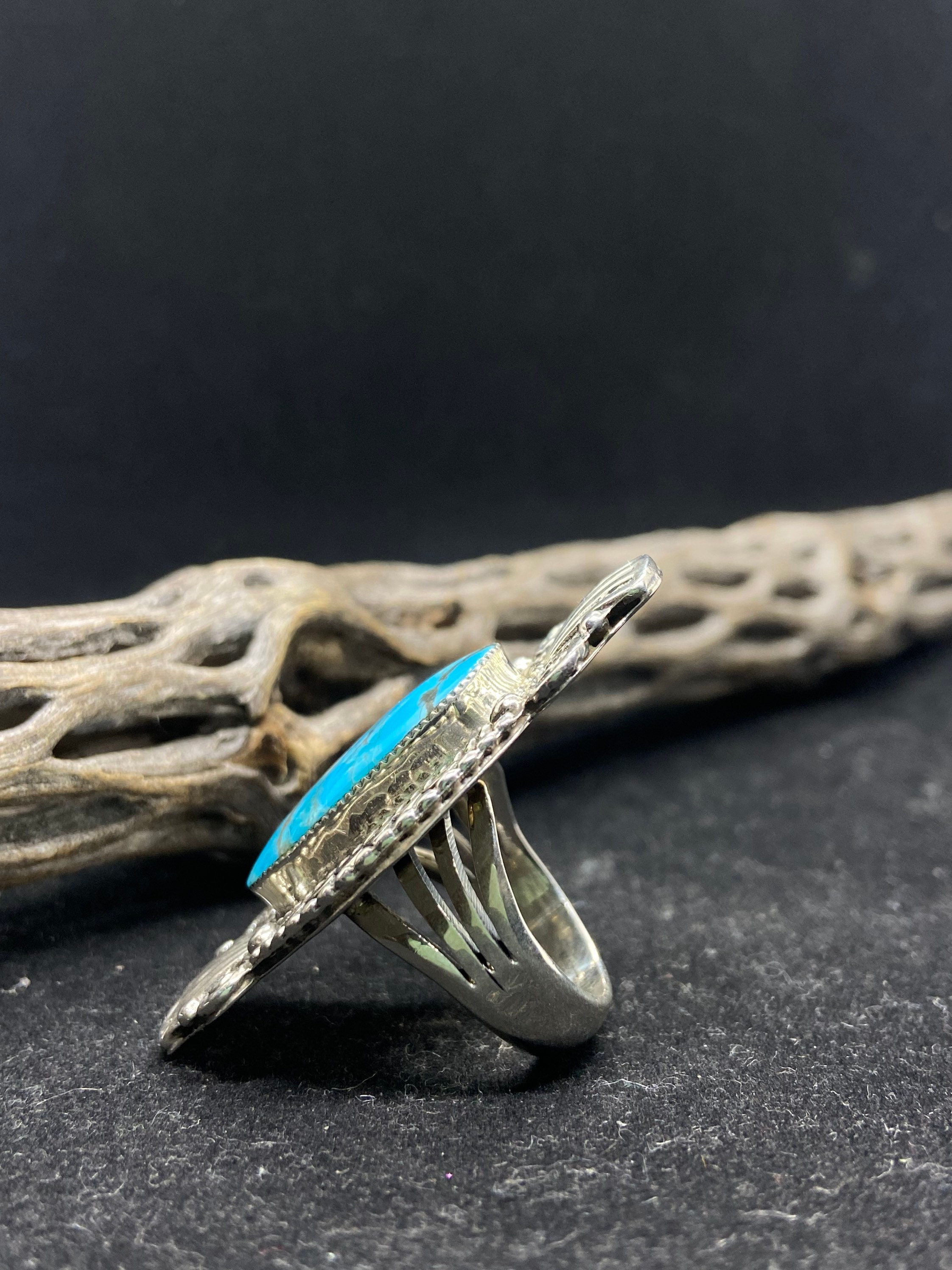 Handmade Native American Navajo King Man Turquoise Sterling Silver Ring ...