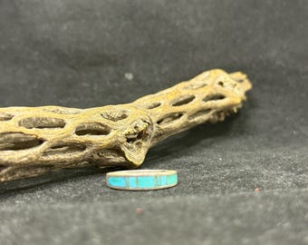 Handmade Native American Navajo inlay sleeping beauty turquoise Sterling Silver Ring Size 7.25 stamped & signed