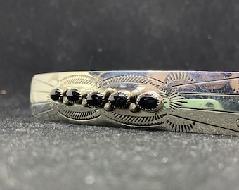 Handmade Native American Navajo Black Onyx Sterling Silver  display picture 2