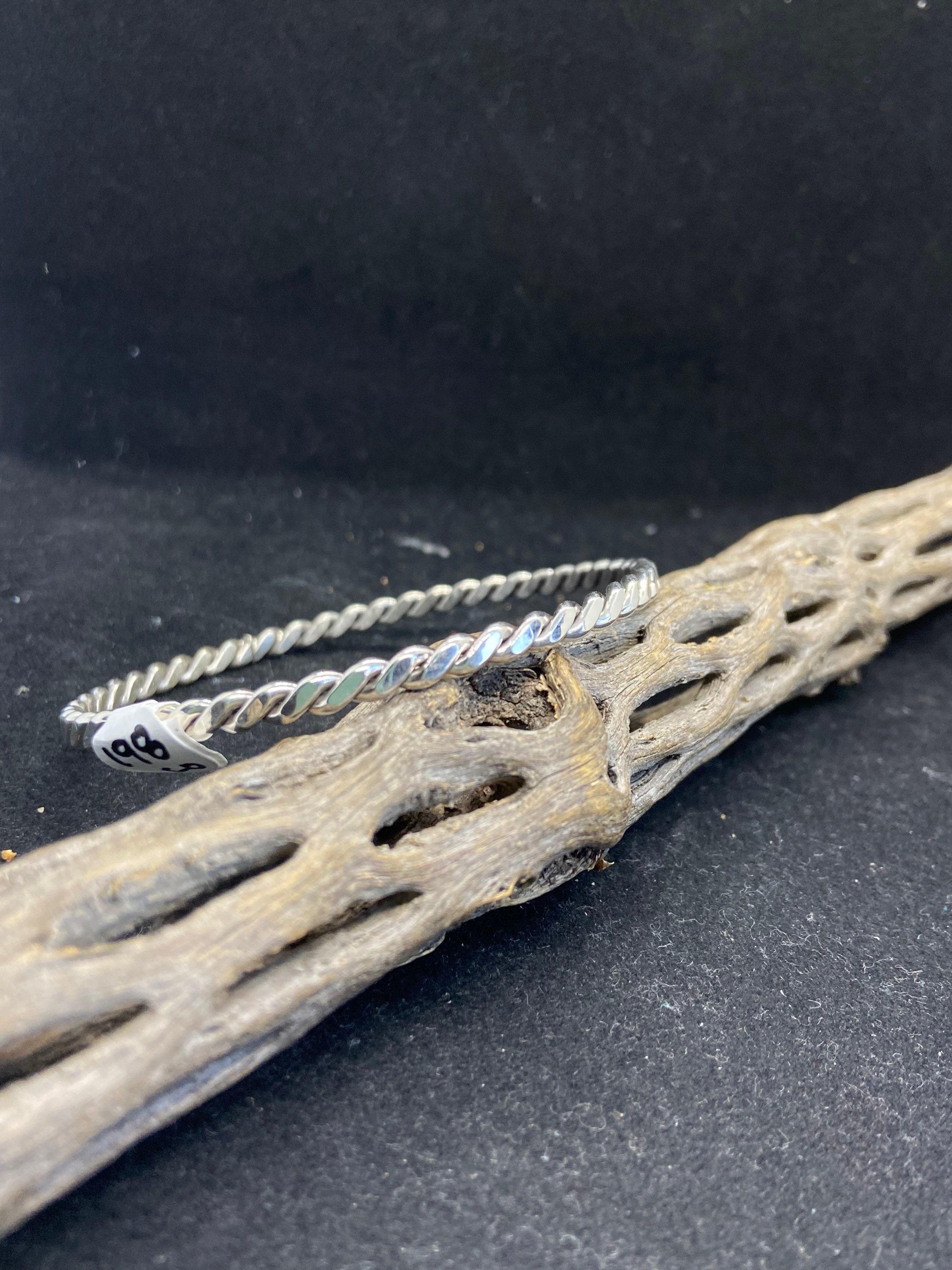 Handmade Native American Navajo All Plain Sterling Silver Twisted
