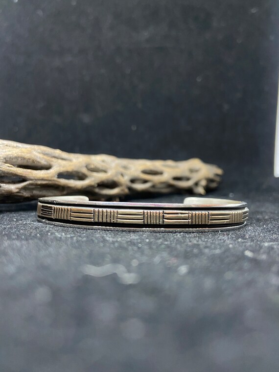 Handmade Native American Navajo 14 Karat Gold & Sterling Handmade Native American Navajo 14 Karat Gold & Sterling