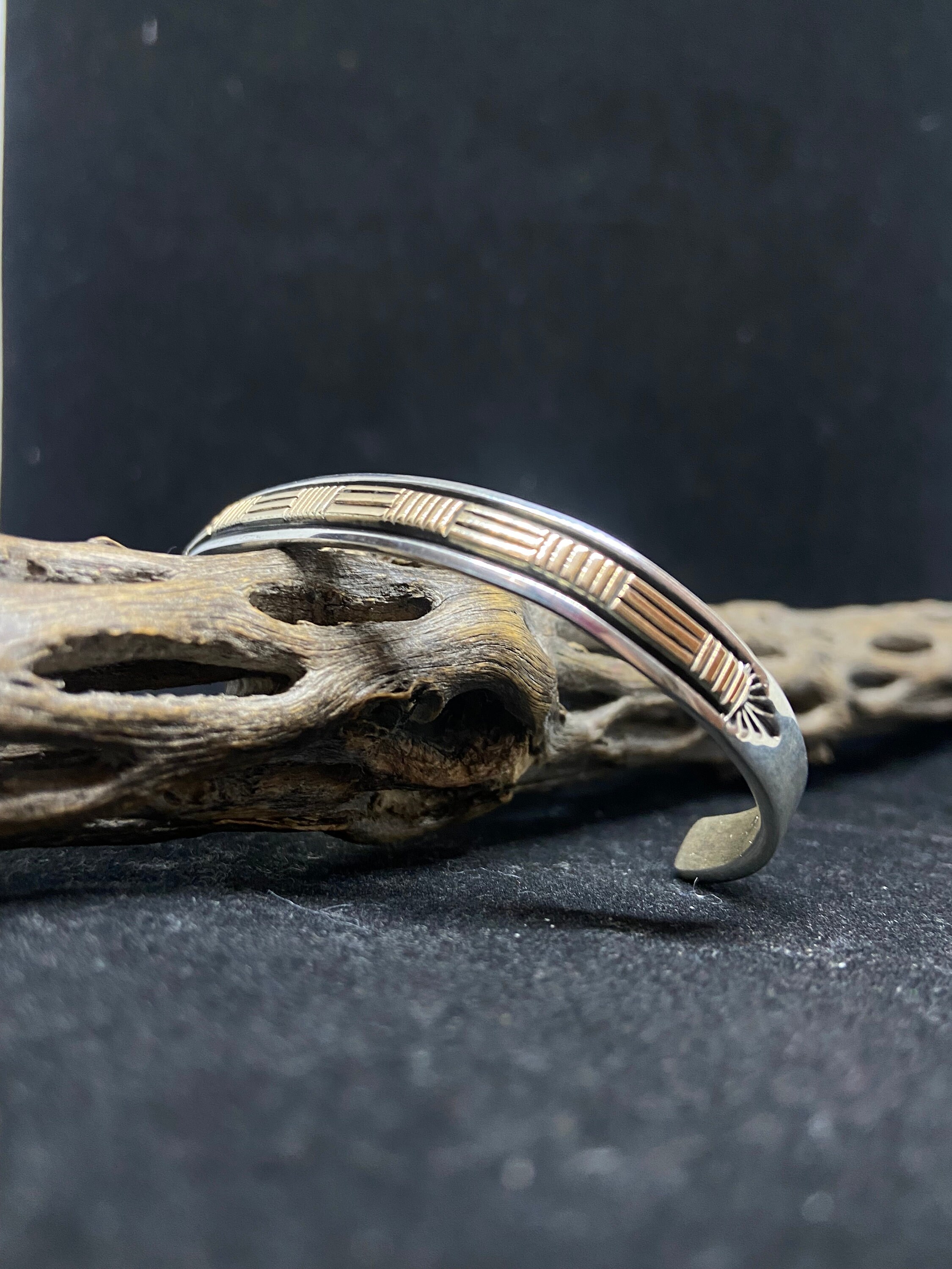 Handmade Native American Navajo 14 Karat Gold & Sterling Handmade Native American Navajo 14 Karat Gold & Sterling