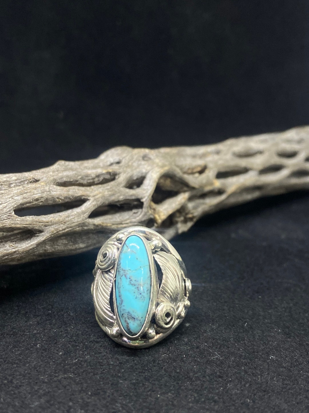 Handmade Native American Navajo Kingman Turquoise Sterling Silver Ring ...