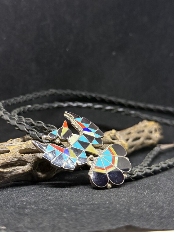 handmade Native American Zuni inlay multicolor / … - image 3
