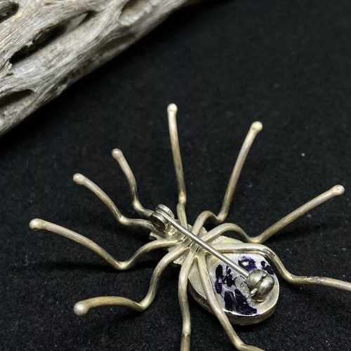 Handmade Native American Navajo shops Royston Turquoise sterling silver spider pin
