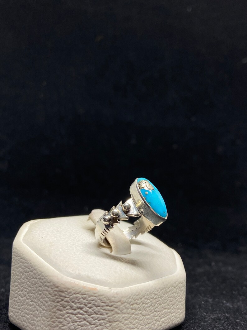 Handmade Native American Navajo King Man Turquoise Sterling Silver Ring ...