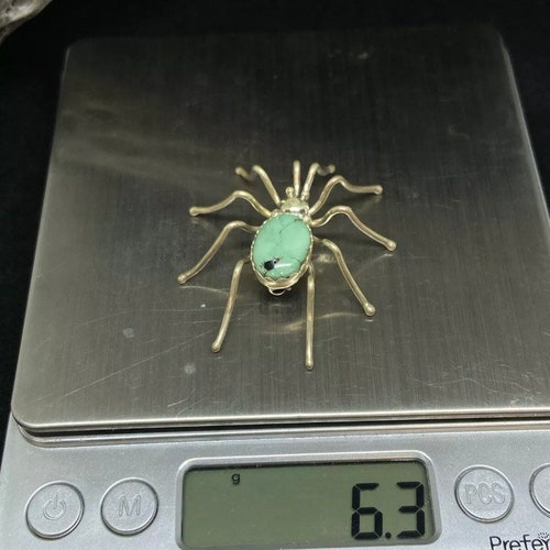 Handmade Native American Navajo shops Royston Turquoise sterling silver spider pin