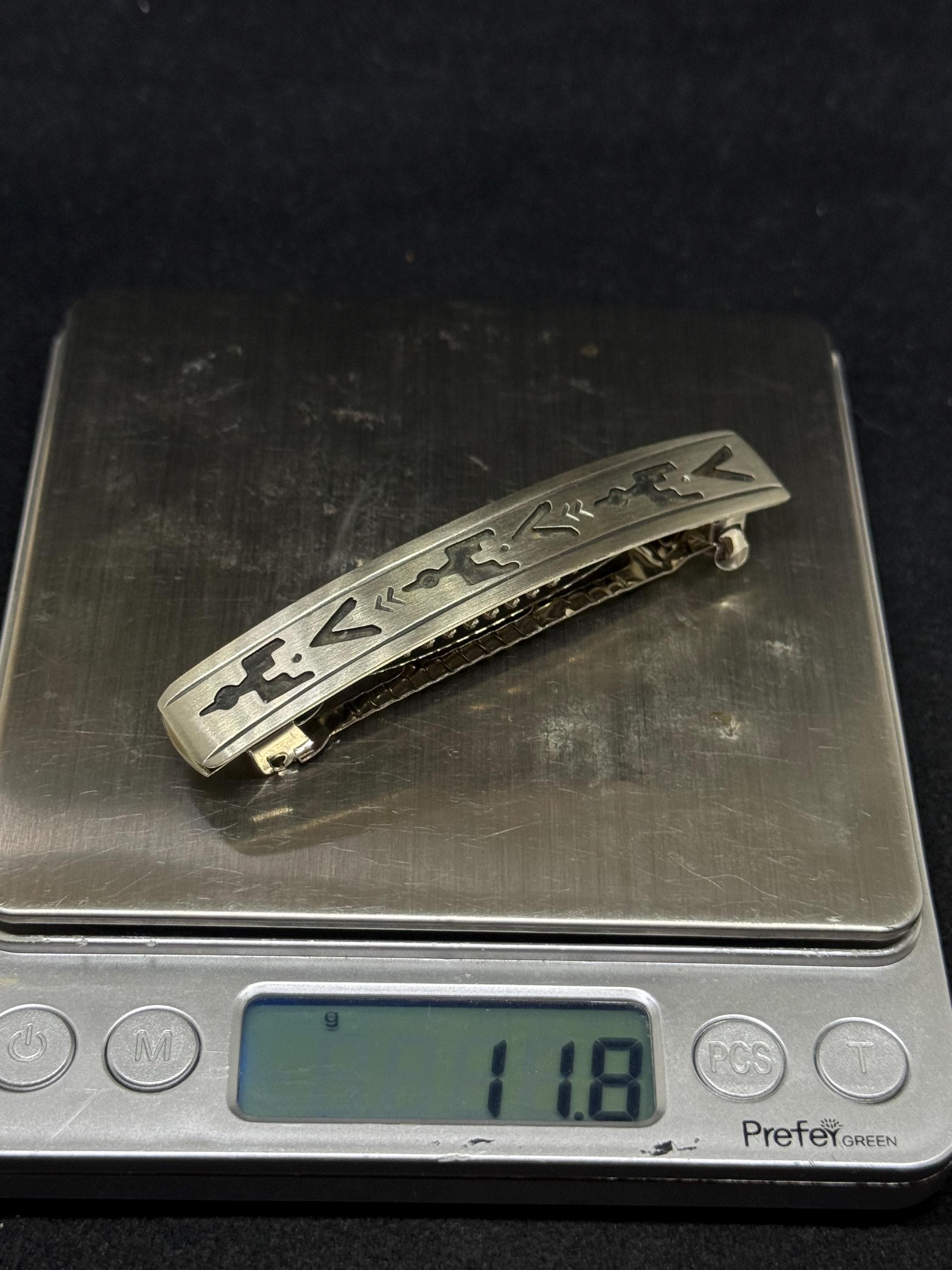 Vintage Navajo Sterling Barrette AP Native American Vintage Navajo Sterling Silver Hand Stamped  main image 2