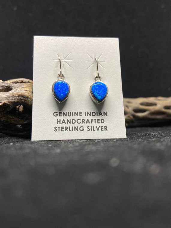 Handmade Native American Navajo Blue Fire Opal Sterling  display picture 1